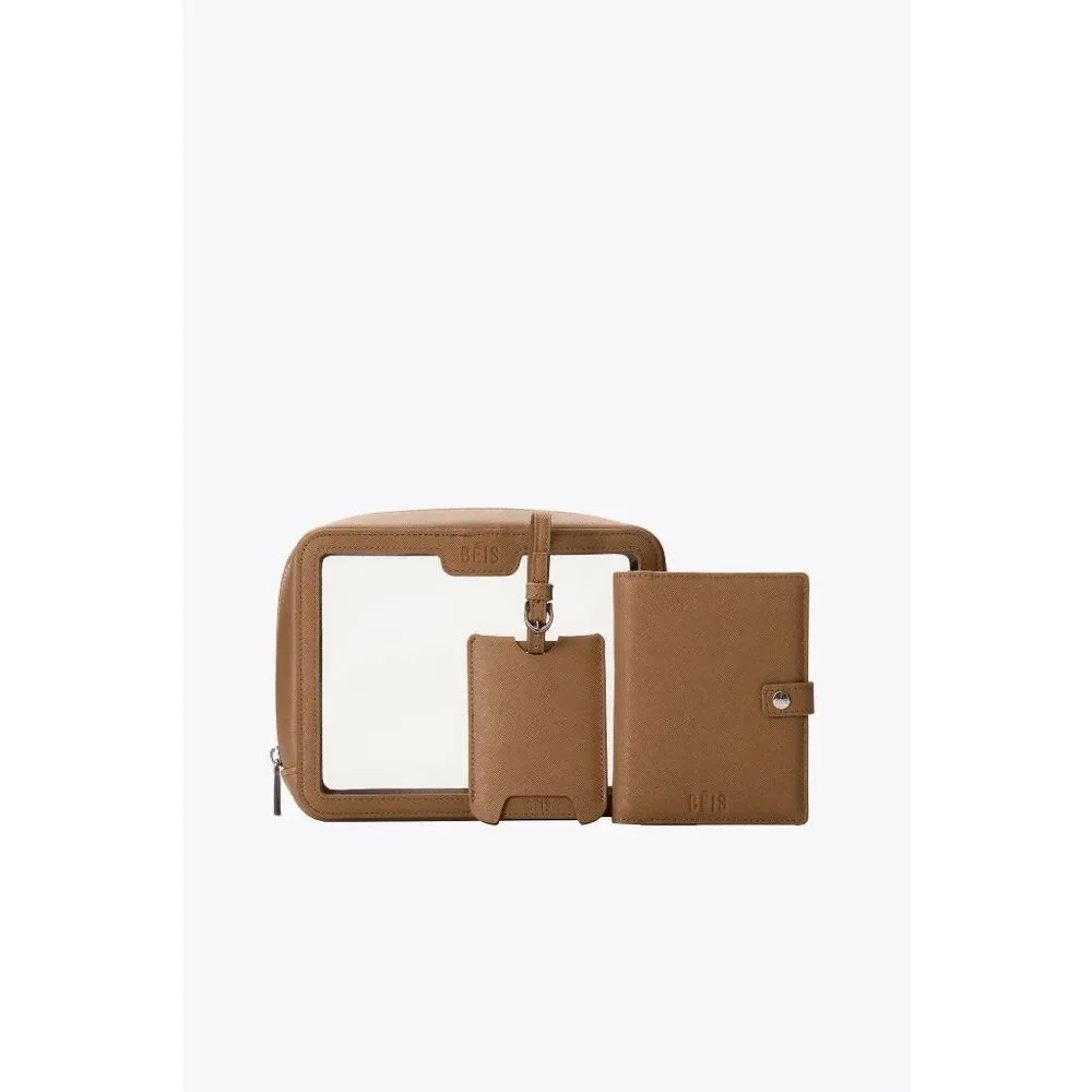 NWT Beis Travel Passport and Luggage Tag Set in Camel Tan